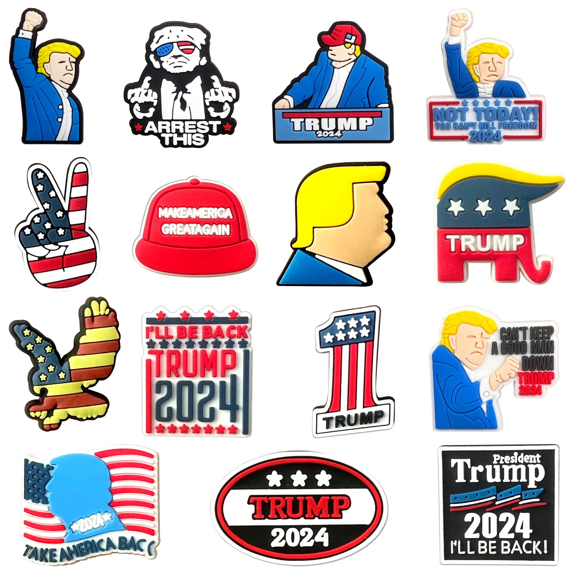 

Trump US Presidential election Shoe Charms for Crocs Accessories Charms Clogs Sandals Decoration Charms PVC Pin Friends Gifts