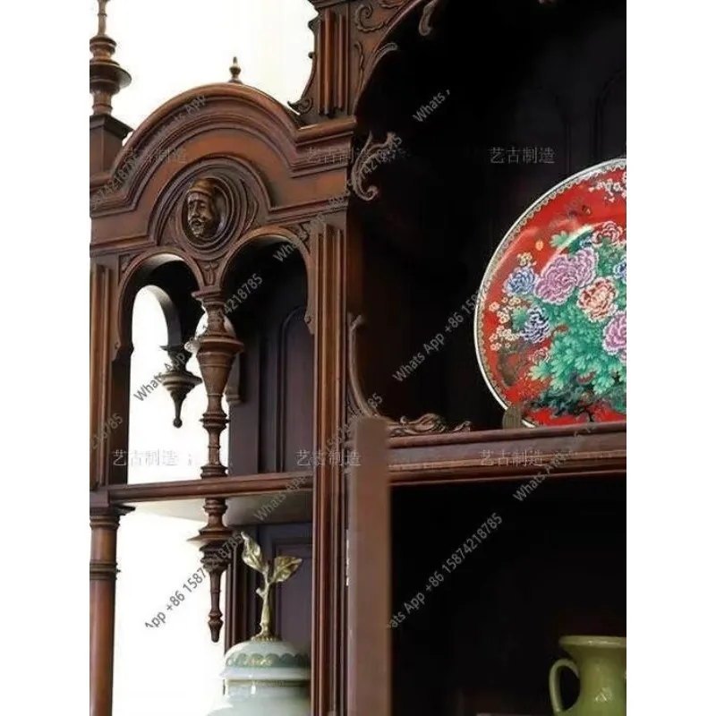 66 European French Medieval Solid Wood Tenon And Mortise Wine Cabinet Dining Side Cabinet Decorative Cabinet American Home Retro