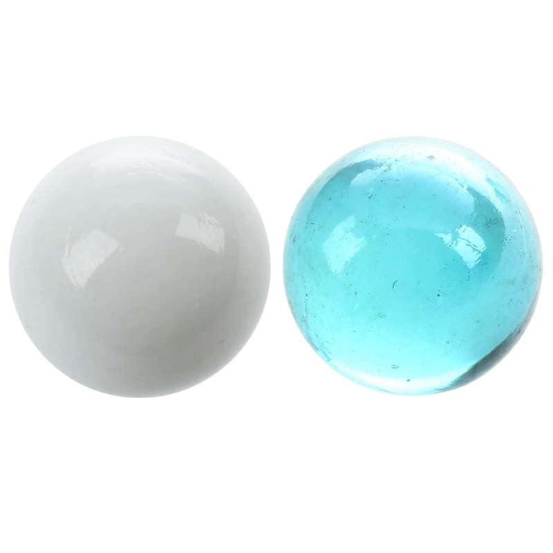 20 Pcs Marbles 16Mm Glass Marbles Knicker Glass Balls Decoration Color Nuggets Toy White + Light Blue Set