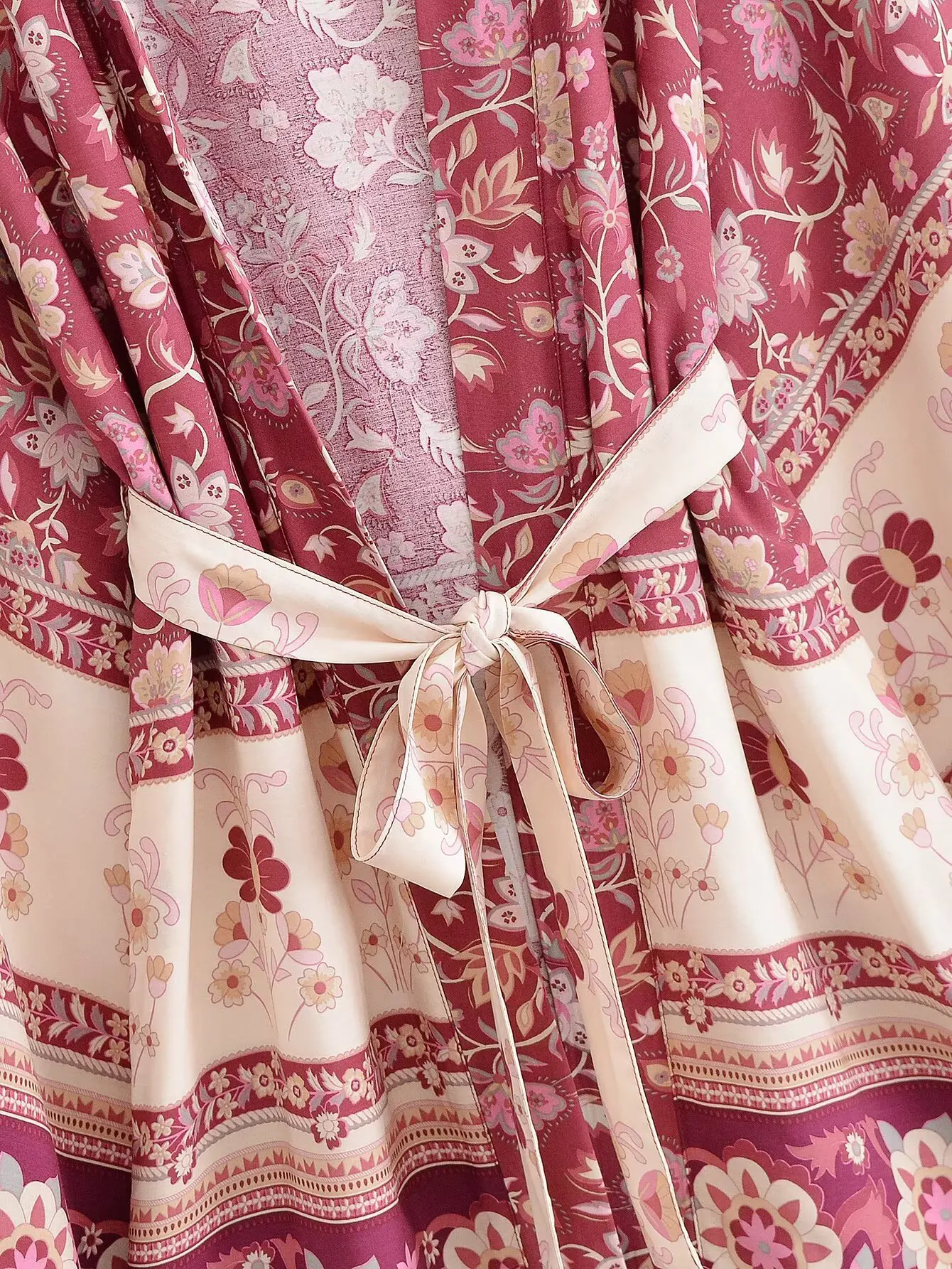 2022 بوهو المرأة التباين زهرة طباعة كيمونو قميص عطلة المد القوس الزنانير منتصف طويلة سترة الصيف بلوزة القطن الشاطئ القمم