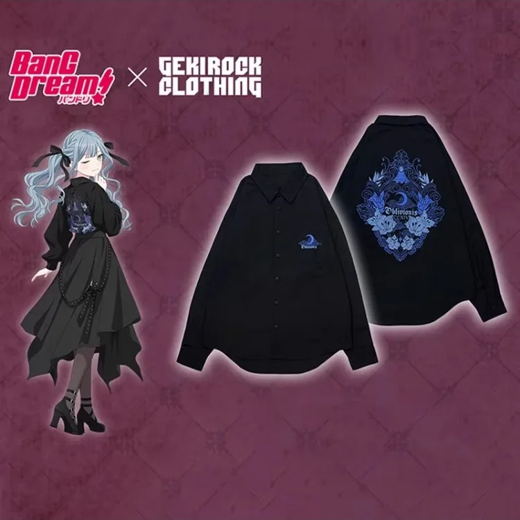 

Aveca X GEKIROCK Collaborative Long Sleeve Shirt Clothing ObIivionis Periphery Polyester Youth Casual Printed Button up