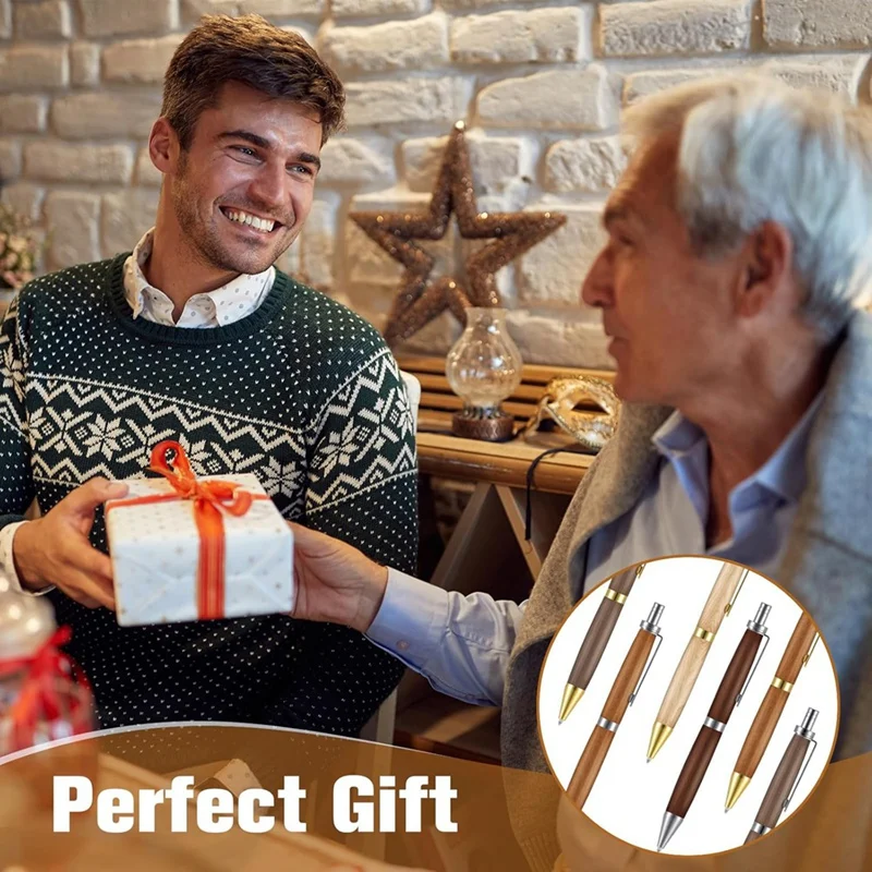 Kit de caneta retrátil de 6 peças para torneamento de madeira 8mm clique caneta kit com recargas torno torneamento suprimentos para fazer caneta madeira