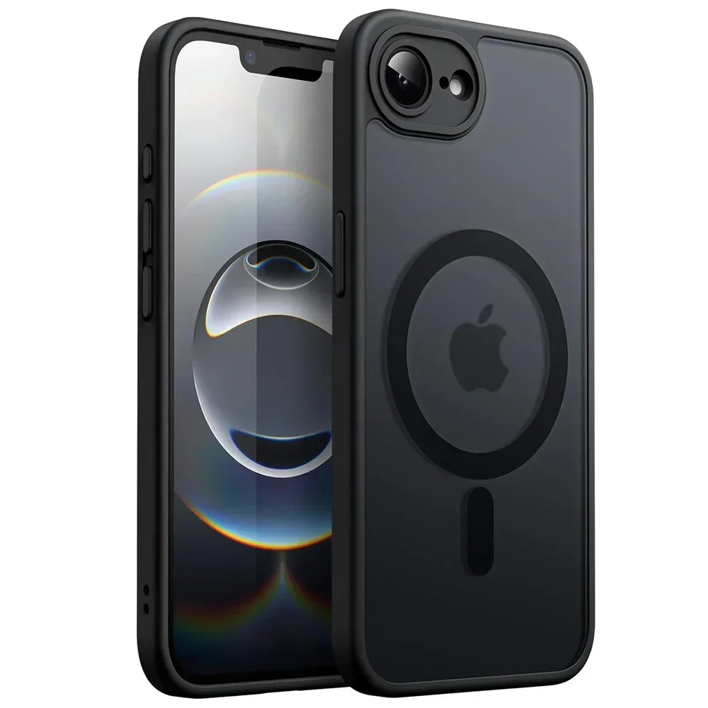 Funda transparente mate para Magsafe para iPhone 16E, funda magnética de carga inalámbrica a prueba de golpes para iphone 16 15 14 13 Pro Max Plus