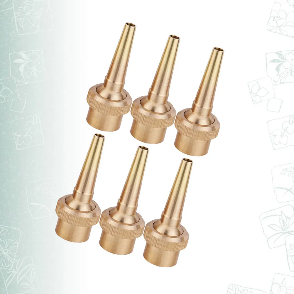 

6 pcs Brass Fountain Nozzle Set Adjustable Jet Water Spray Heads For Garden Landscaping Equipment Replacement Golden