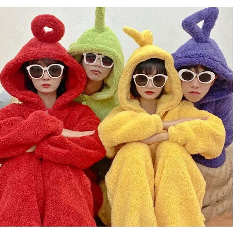 Cartoon Wearable Blanket Sleeping Bag Pajamas Warm Hoodies Blankets Office Nap Wearable Loose Onesie Couples Matching Pajamas