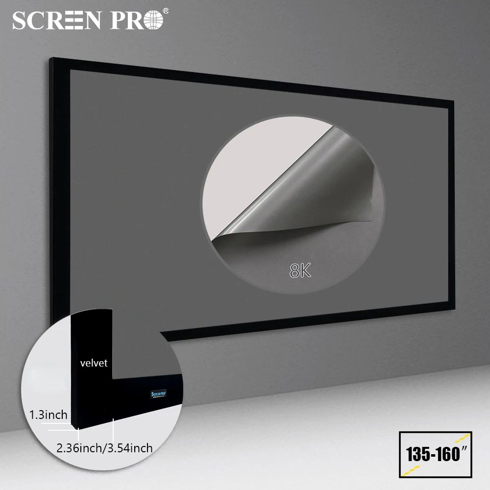 New 135in/150in/160in ALR Projector Screen Grey for 16:9 Home Theater 4K 8K Short Throw /Long Throw video projection Screen Set