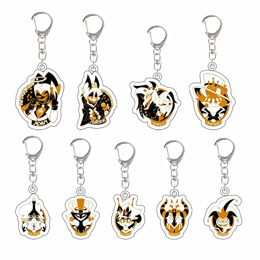 Porte-clés en acrylique et pendentif de sac à dos de dessin animé, accessoire de la série Helluva Boss, Hazbin Hotel, Seven Deadly Sins, Alastor, Adam, Pride