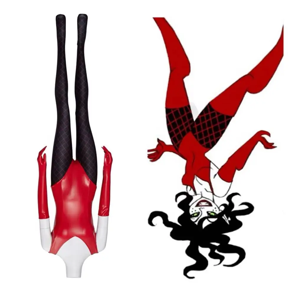 

Game Sedusa Cosplay Costume Women Sexy Red Jumpsuit with Gloves Socks Halloween Carnival Party Bodysuit