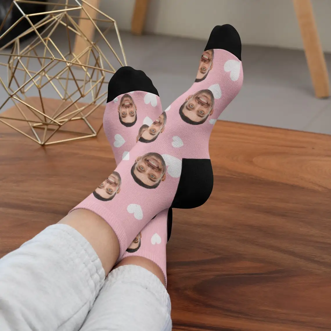 Calcetines de algodón con impresión 3D para mujer, medias personalizadas con texto y foto, a la moda, para regalo del Día de San Valentín