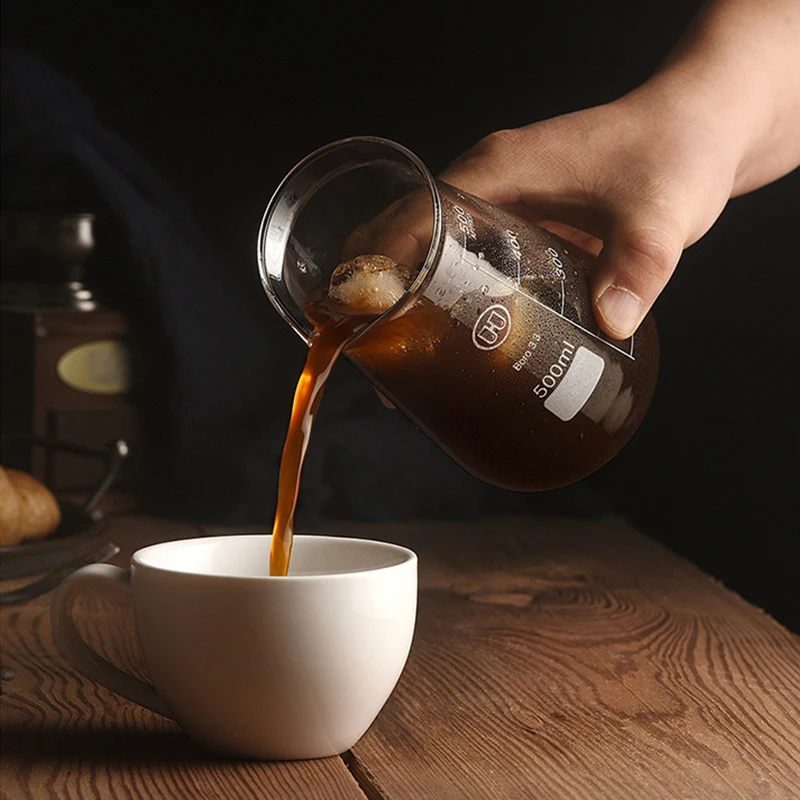 250ml/500ml Conical Glass Coffee Sharing Pot Iced Americano Coffee Utensils Hand-Brewed Coffee Sharing Pot Conical Measuring Cup view 3