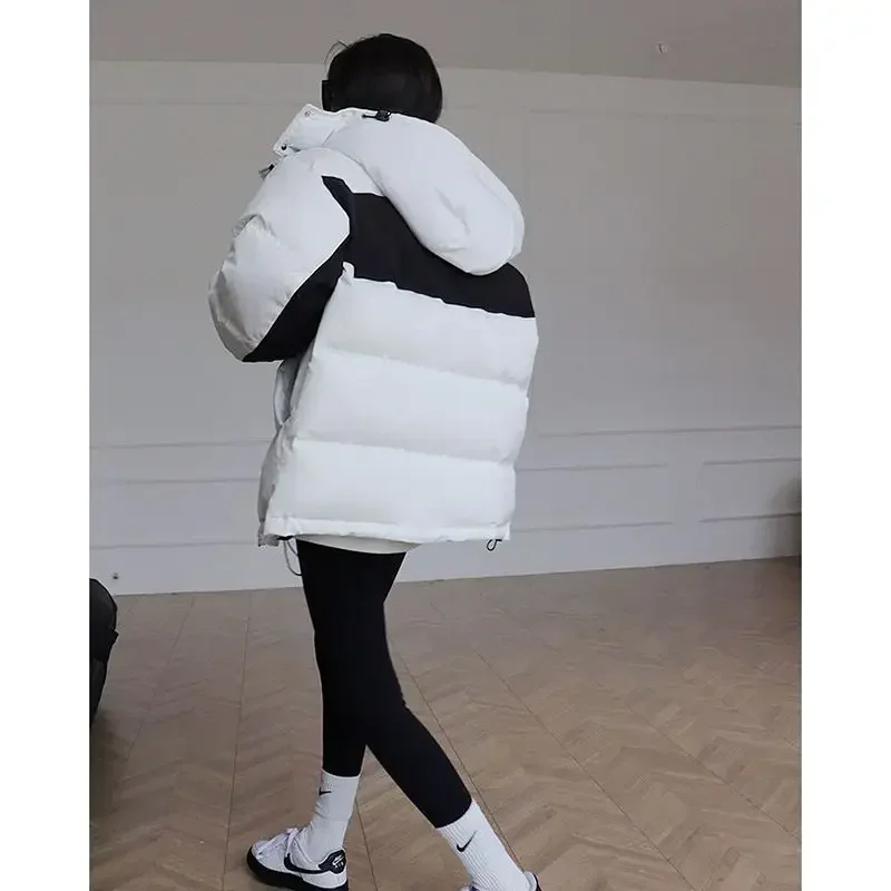 Winter Hooded Short Puffer Jacket Women Autumn Winter Loose Thick Cotton Padded Coat Female Streetwear Oversized Parkas Mujer