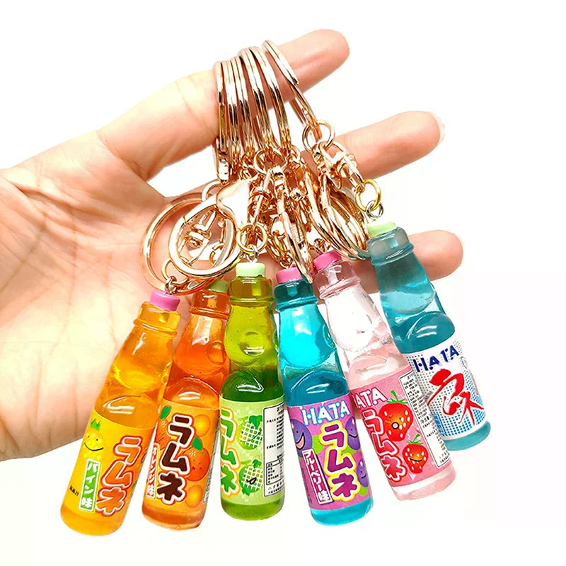 1 Piece Cute Creative Miniature Soda Drink Charm Mini Dollhouse Ornament Simulation Japanese Marbles Bobble Soda Keychain