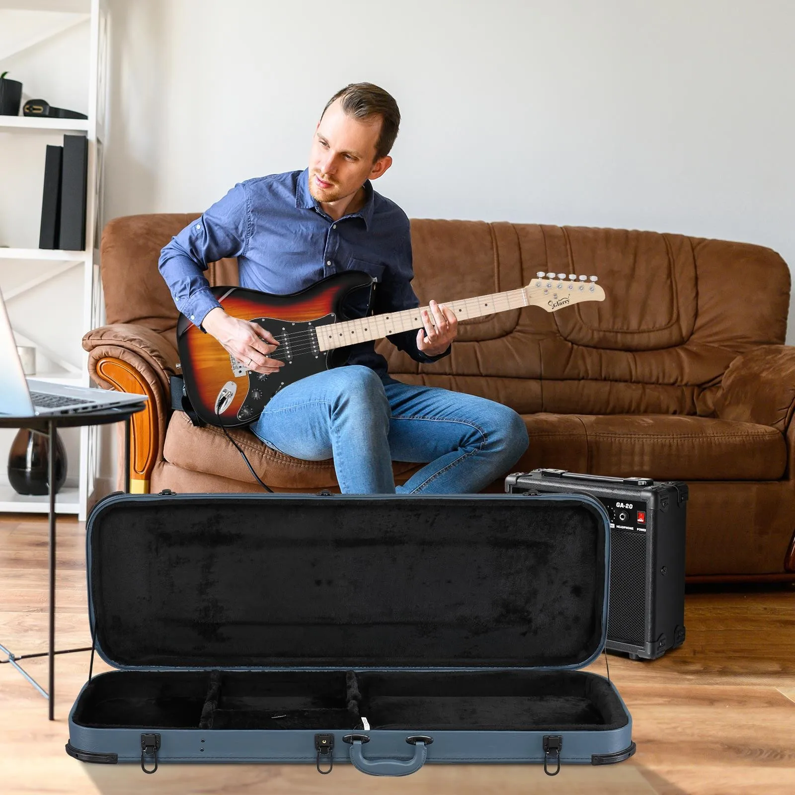 Cases Hard-Shell Wood Case for Standard Electric Guitars Telecaster &Lock view 6