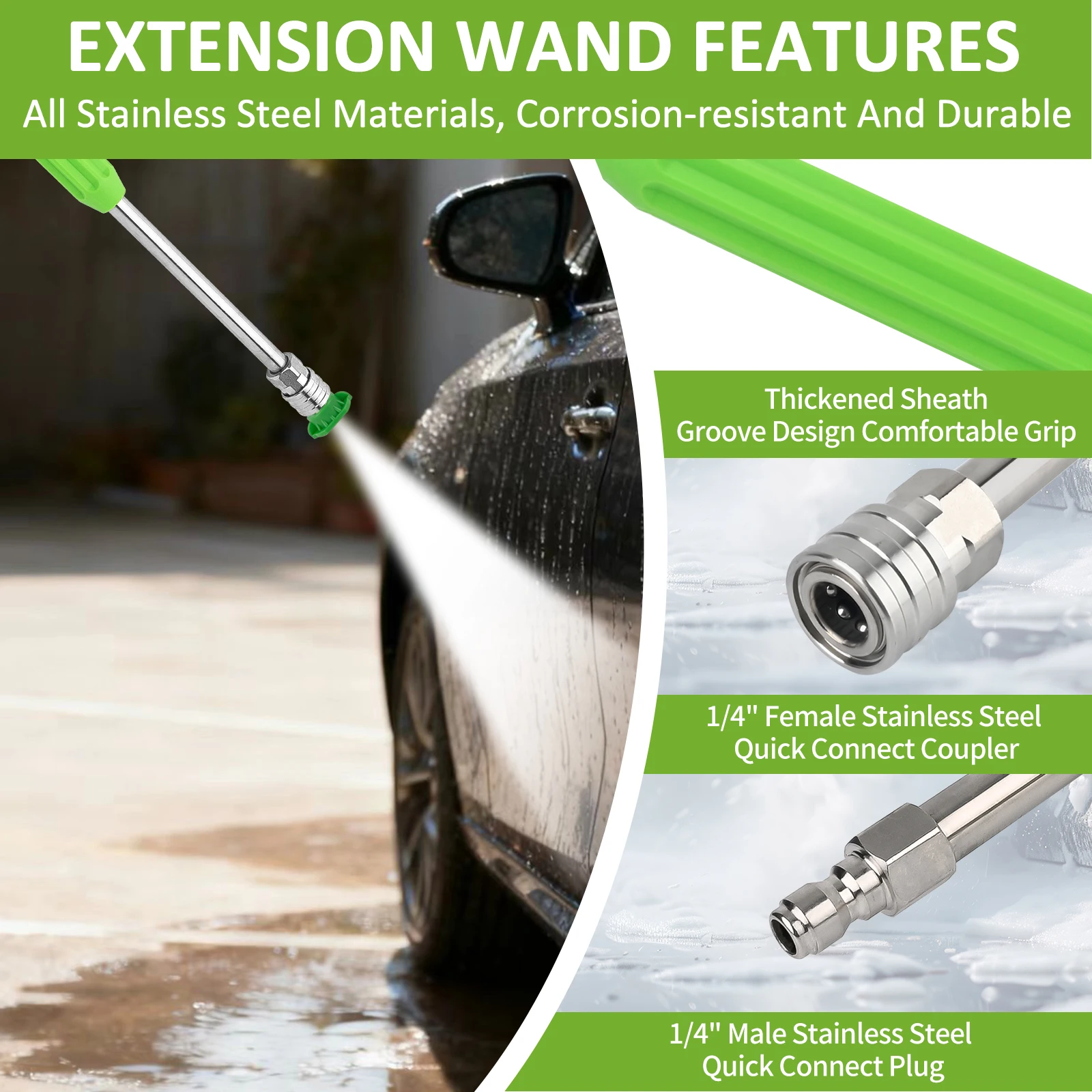 Bear Force Car Wash Pressure Washer Water Gun & Extension Wand & Foam Cannon & Car washing Gloves & Green Nozzle#035