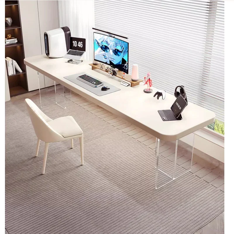 

Cream wind acrylic suspension desk, modern simple office computer desk,