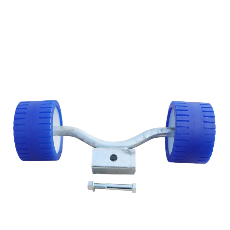 Boat Trailer Blue Rubber Ribbed Wobble Roller 4.33 Inch Diameter, 3 Inch Wide