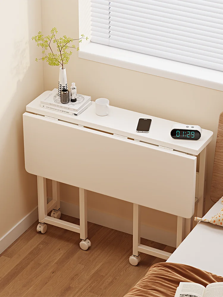 

Folding table removable bedside table simple rental house girls bedroom rectangular worktable white table