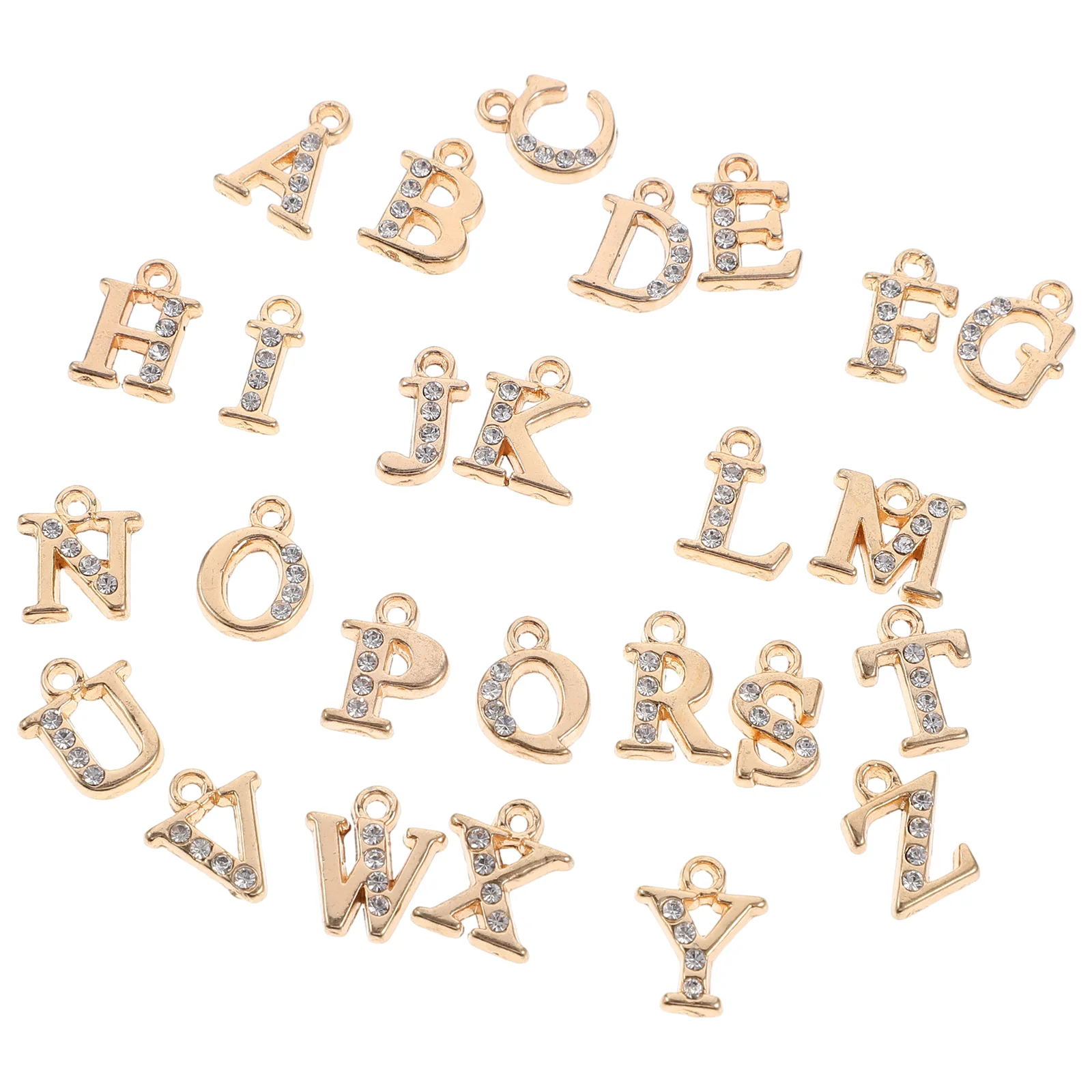 26 Pcs Alloy Diamond Letter Pendant DIY Jewelry Accessories (white K Color) Making Charms Supplies Rhinestone Small Fine