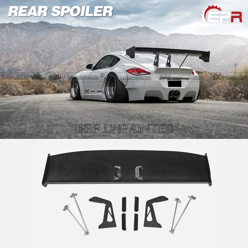 FRP Rear Trunk GT Spoiler For 09-12 Porsche Cayman 987.2 Gen II Facelift RB Style Fiber Glass Tuning Aero Body Kit