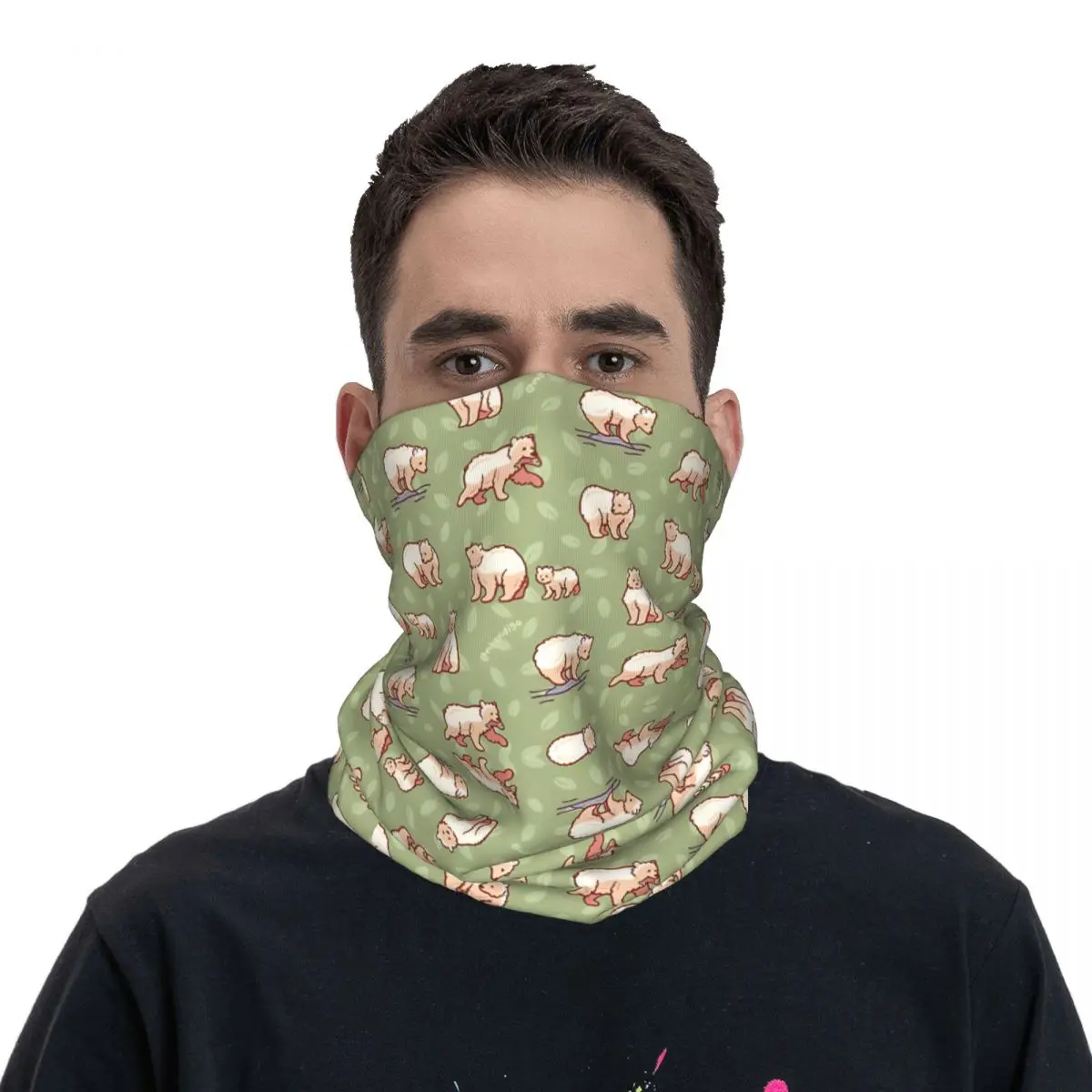 Spirit Bear tazza da caffè Bandana Neck Cover sciarpa avvolgente stampata multiuso ciclismo equitazione per uomo Unisex sottile