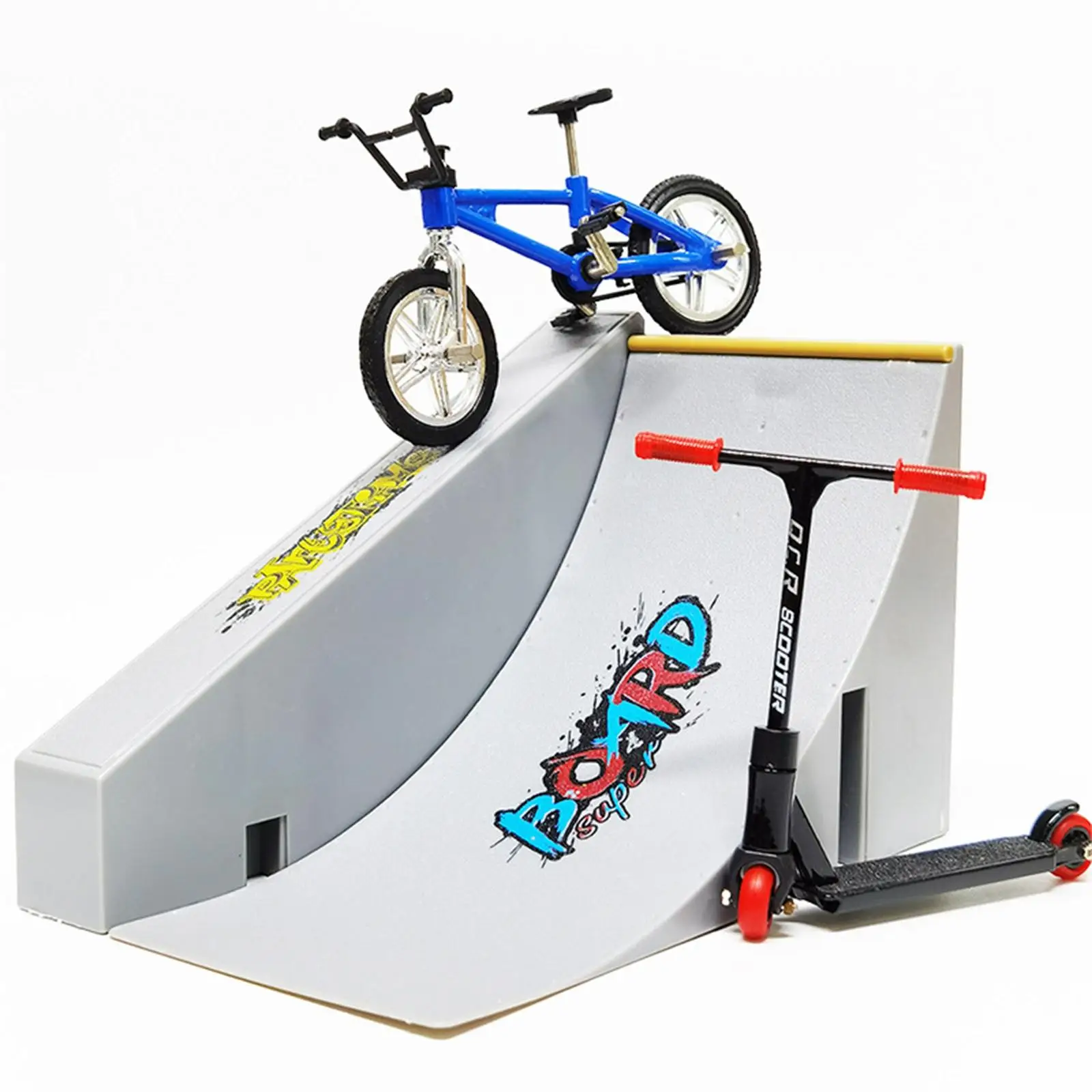 Finger Skateboard Ramp Accessories with Scooter and Bike for Fingertip Movement Practice Toy
