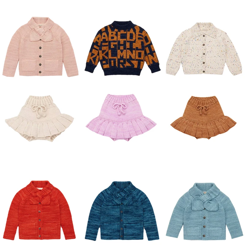 M&P 2024 New Winter Kids Sweaters for Girls Cute Knit Cardigan Baby Child Cotton Outwear Tops Clothing