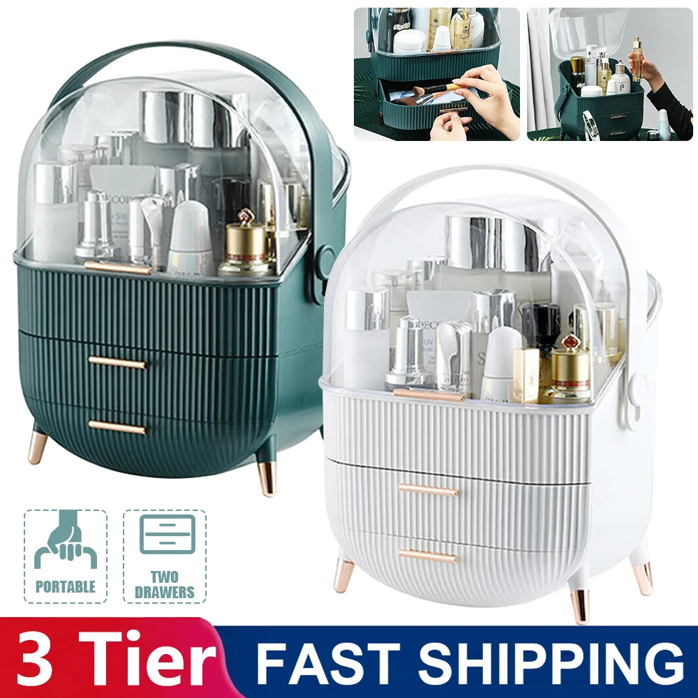 Kosmetik-Aufbewahrungsbox Großer Make-up-Organizer mit Schubladen Staubdichtes Make-up-Präsentationsregal Desktop-Schminktisch Schmuck-Organizer-Box