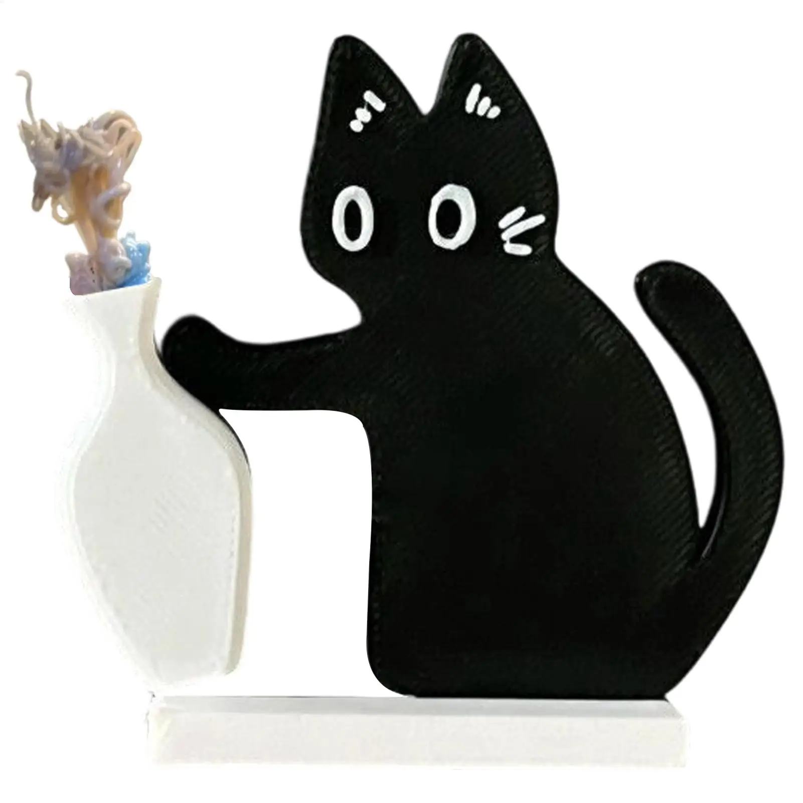 2D Flache Acryl-Katzenbart-Sammlungsornament Magnetische Niedliche Katzenhaar-Aufbewahrungsbox Schwarze Katze Vase-Dekor
