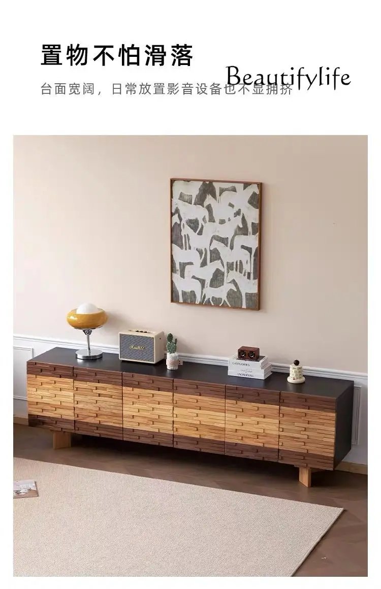 Nordic TV Cabinet Black Walnut Living Room Storage Locker Silent Style Tailstock Sideboard Cabinet