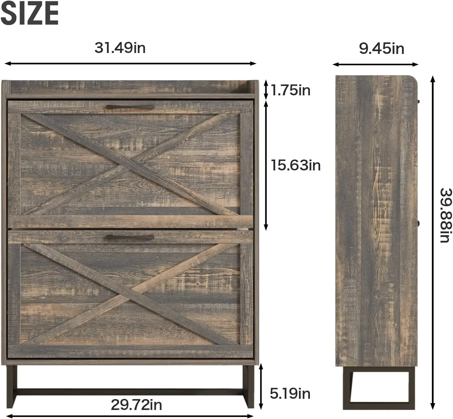 Shoe Cabinet with Flip Drawers, Freestanding Cabinet Organizer with Metal Legs, Shoes Storage Cabinet for Entryway