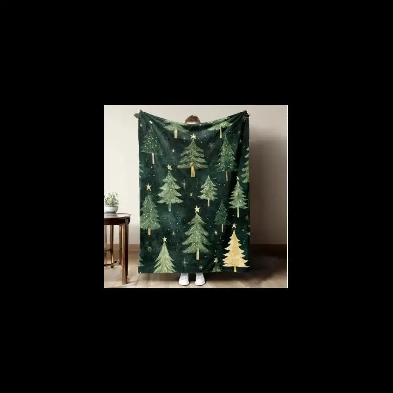 

Одеяло с принтом зеленой рождественской елки, мягкое, теплое, всесезонное, комфортное для дивана, кровати или офиса, гипоаллергенное