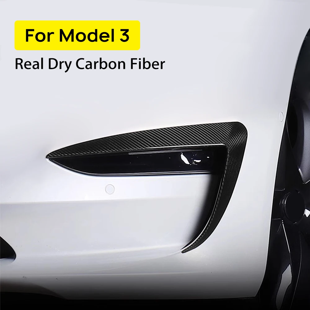 

Для Tesla Model 3 2017-2024 настоящая сухая передняя противотуманная фара из углеродного волокна, накладка на автомобильную противотуманную фару, рамка, лезвие, отделка, спойлер для бровей