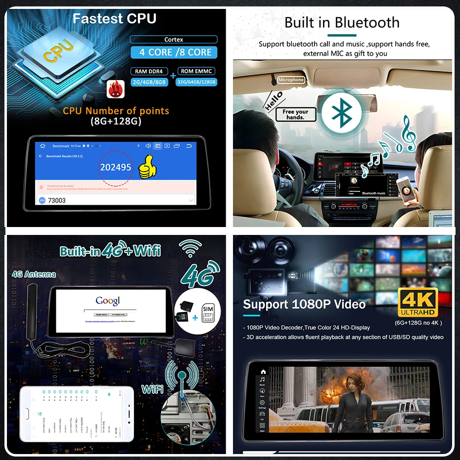 Radio para coche con pantalla táctil de 12,5 pulgadas, Carplay inalámbrico, Android 15, estéreo 1920*720P para BMW X5 F15 X6 F16 2014-2017 NBT, Bluetooth, autorradio, reproductor Multimedia 2DIN, navegación GPS 6
