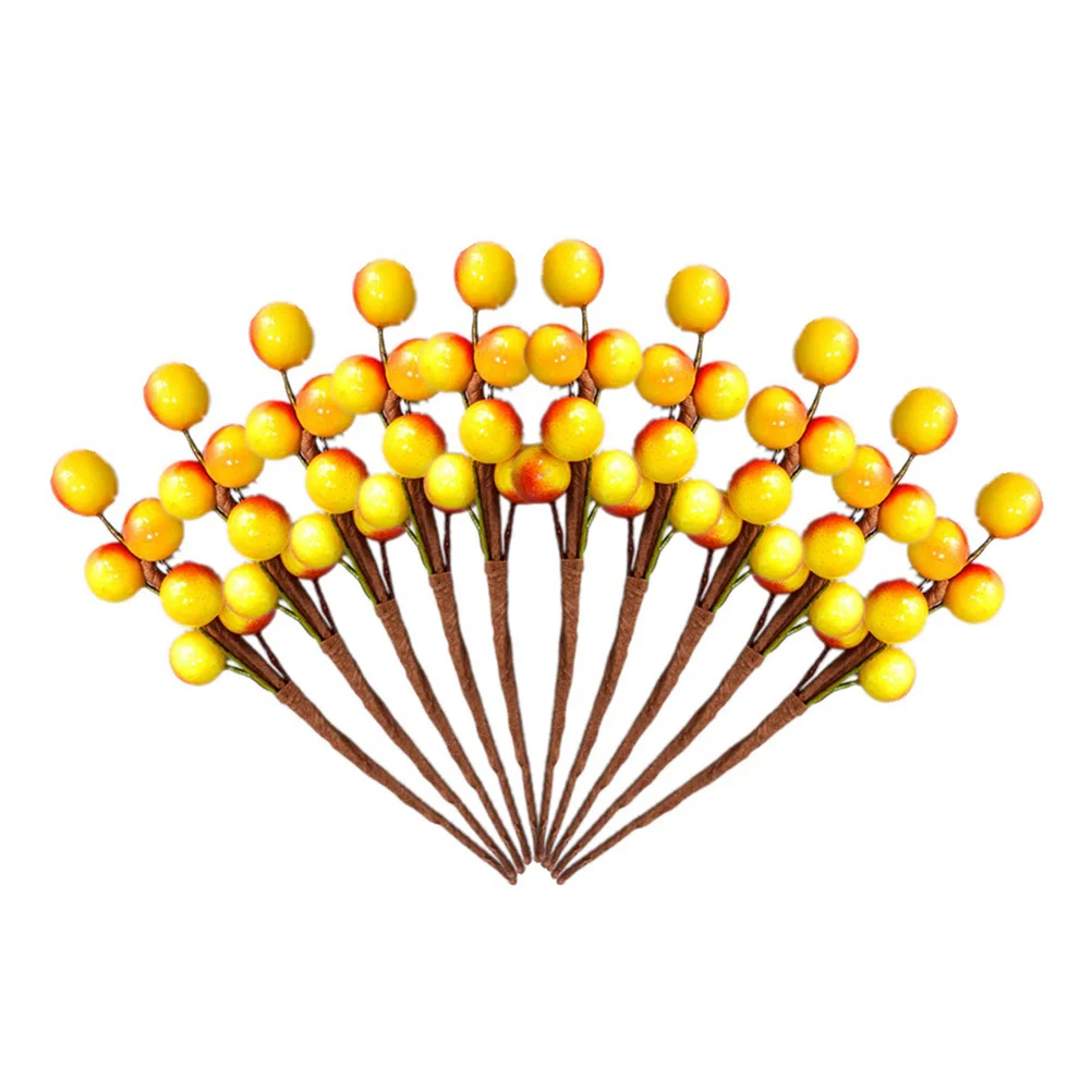 

10Pcs Berry Twig Artificial Cuttings 5 Red 5 Orange DIY Home Party Vase Decoration Berry Ornament Twig Decoration