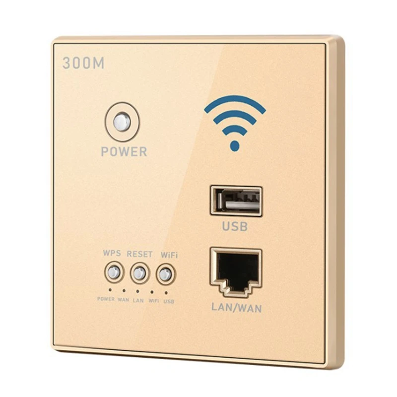 Wireless Wifi Socket Rj45, AP Relay Smart USB Socket, Crystal Glass Panel, 300Mbps Embedded Wall WIFI Router