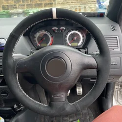 Customize Black Suede Car Steering Wheel Cover for Volkswagen VW Golf 4 IV Passat B5 Variant Polo Skoda Seat Leon MK1