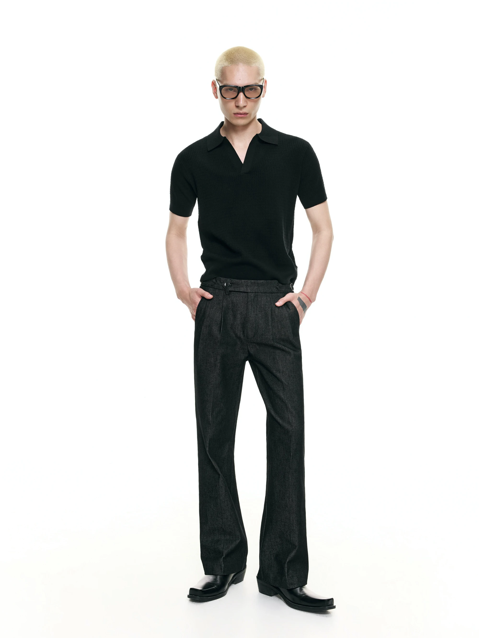 

FRKM SCD 26 FS Men's Knitted Short Sleeve Shirt Hollow out Design Textured Lightweight Summer Moisture Wicking T-Shirt