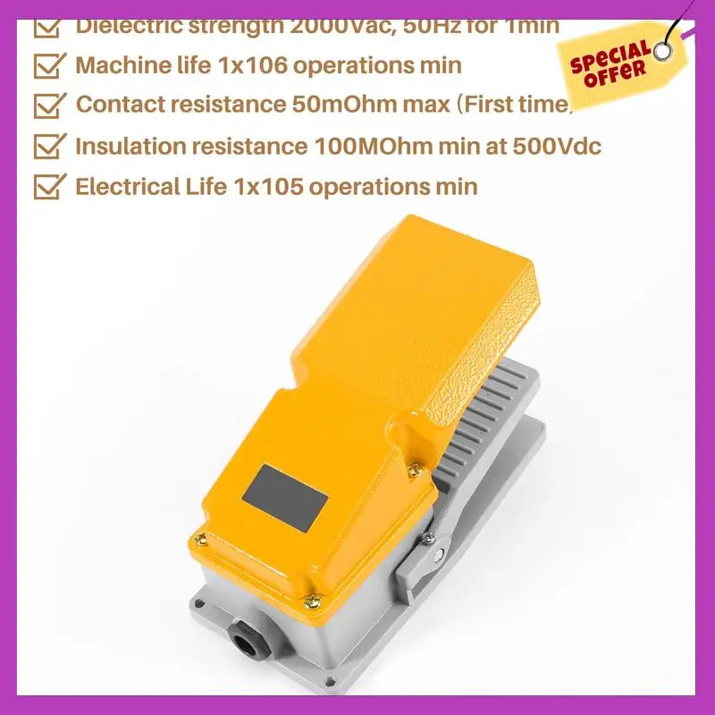 

HFIL-LT4 Foot Switch Aluminium Case Treadle Pedal Switch For Machine Tool Control Silver Contact