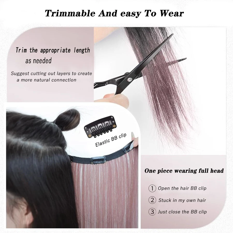 20 Inch 4-Card One-Piece Hair Extension  synthetic Thin Hanging Ear Color Highlighting Hair Extension Tool Long Straight Ha