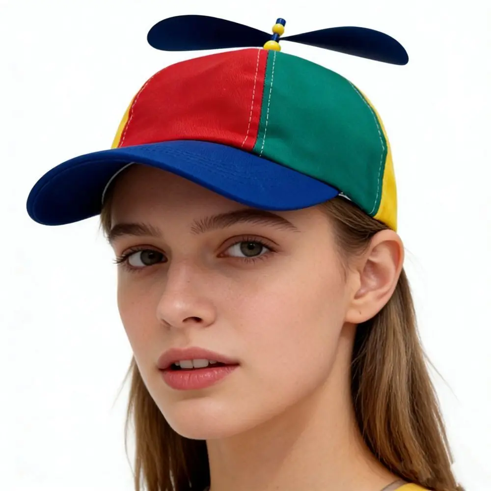 Detachable Propeller Baseball Cap Cotton Adjustable Bamboo Dragonfly Cap Rainbow Design Sunscreen Colorful Helicopter Spiral Hat