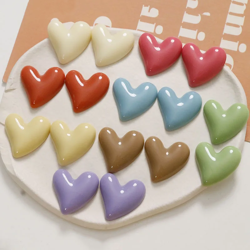 

Newest 70pcs 26*28mm Solid Colors Love Heart Shape Resin Cabochons Patch Sticker Fit Ornament Earring Stud Hair Clip Material