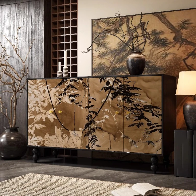 

New Chinese-style retro all-solid wood porch cabinet, dining side cabinet, locker, villa tea room, living room side cabinet