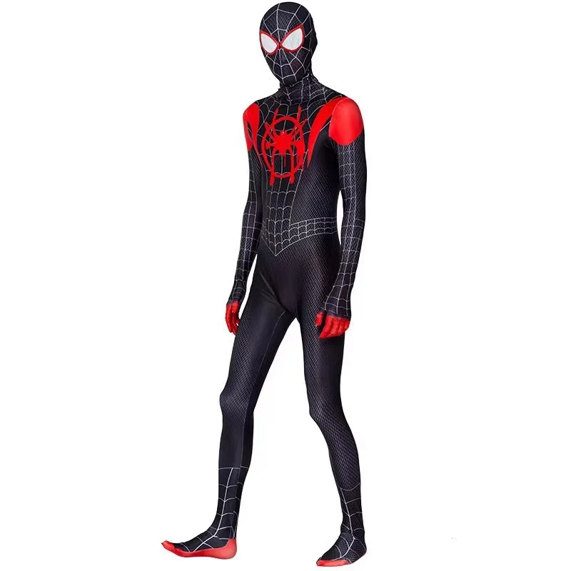 Costume de Miles Morales Spider Man dans le Spider Verse, costume de batterie Spider Suffolk imbibé Zentai, olympiques de fête d'Halloween, cosplay de héros souriants