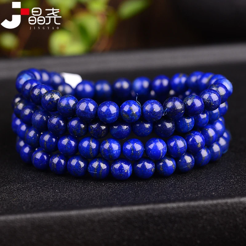 Lapis Lazuli Three- , 108 Buddha Beads, Multi-Circle Bracelet, Precious And Protective, Unisex Jewelry
