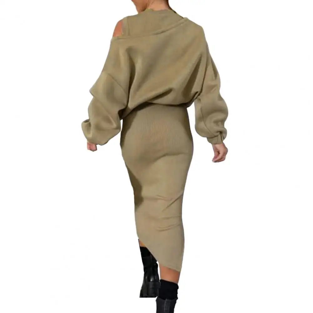 Primavera verão novas roupas femininas camisola casaco base fino ajuste saia terno conjunto de duas peças roupa de deslocamento grosso roupas de inverno