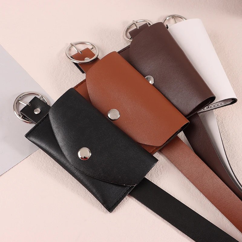 100CM Waist Belt Adjustable PU Waist Pack Metal Buckle Wallet Phone Pouch Ladies Decorative Belts Salesperson Work Bag