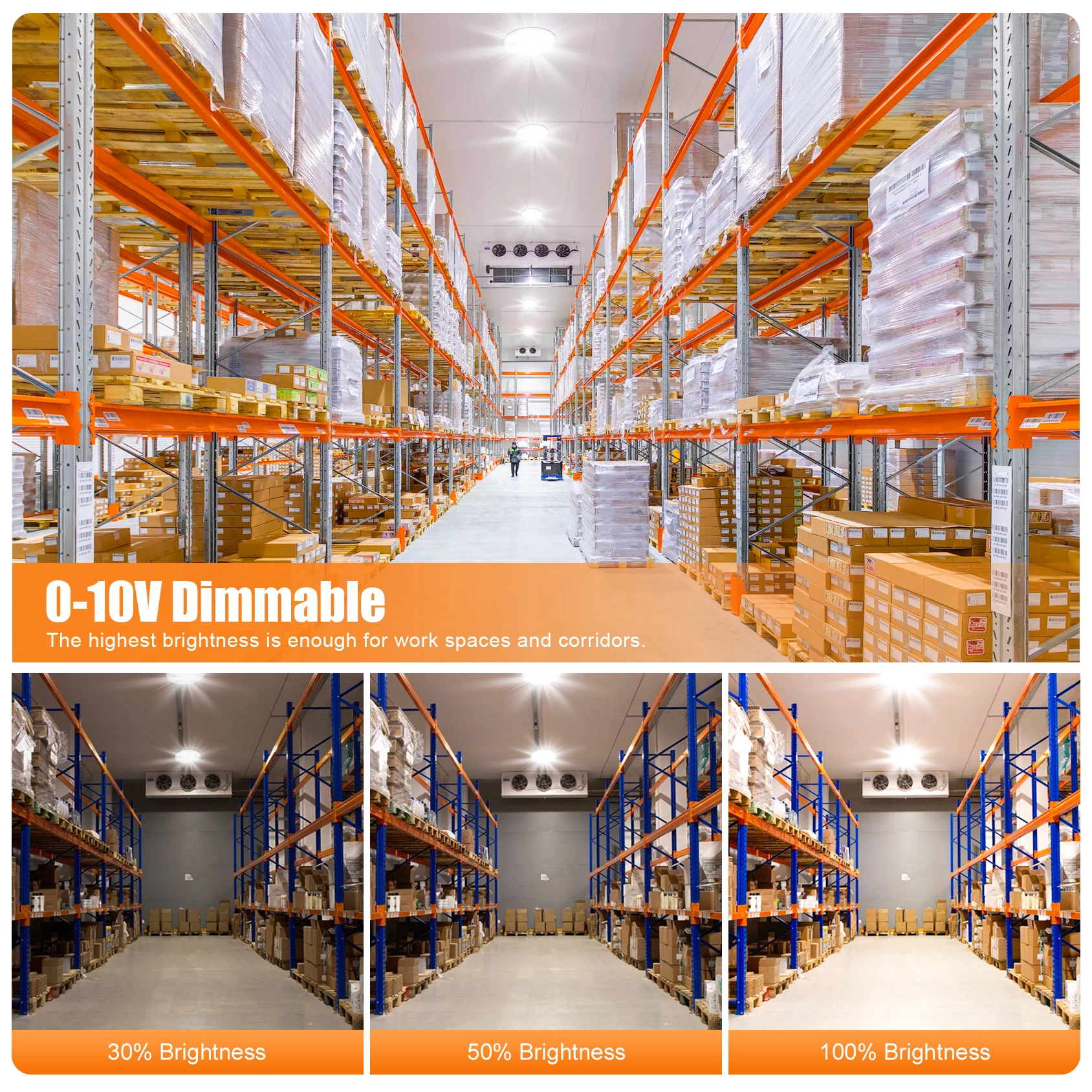 240W UFO LED High Bay Lights CCT Wattage Tunable IP65 UL Listed Warehouse Shop Supermarket Lamp