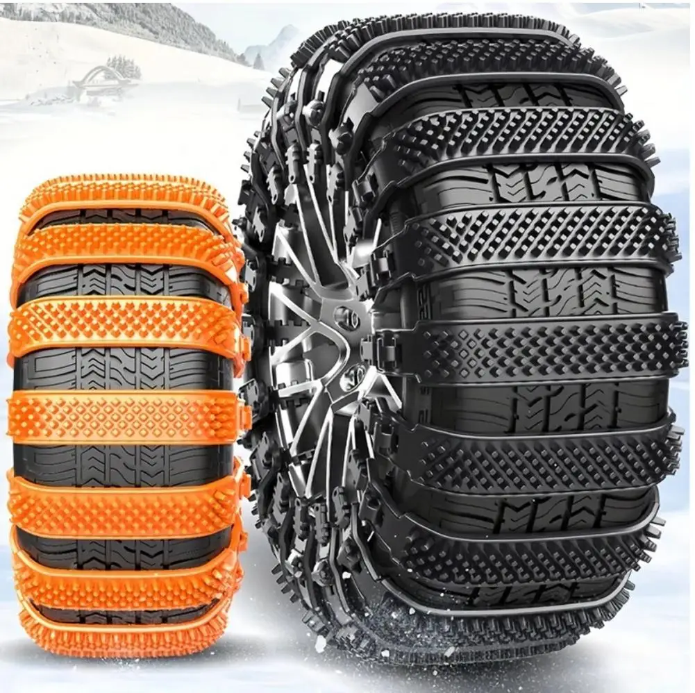 Car Snow Chains 10PCS Universal Rubber Widen Thicken Crawler Type Plastic Anti-skid Chain Adjustable Car Tires Accessories