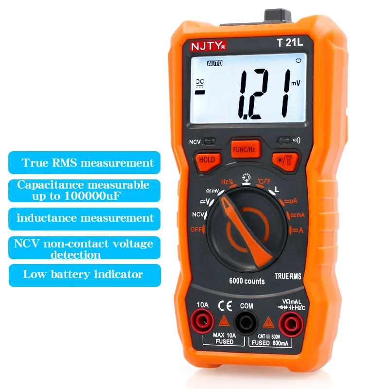 NJTYT21L многофункциональный цифровой мультиметр LCR, интеллектуальный высокоточный мультиметр с защитой от ожогов, индуктивность, емкость, частота
