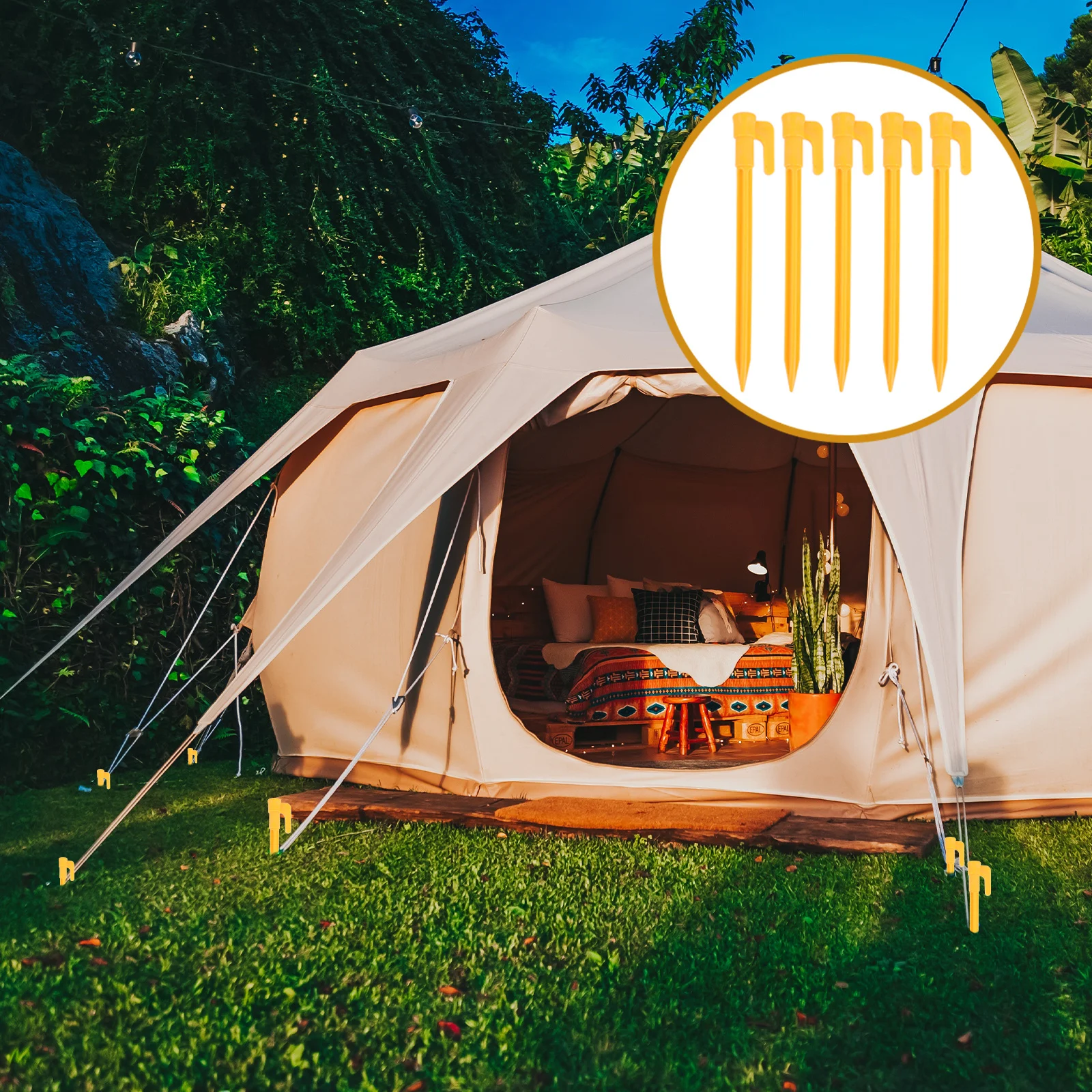 

24Pcs Camping Stakes Heavy Duty Tent Pegs Outdoor Garden Fixing Nails with Hook Design for Beach Grass Hiking Accessories